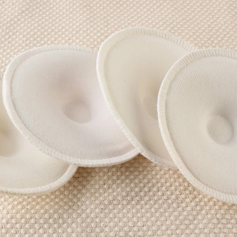 4 PCS White Bamboo Breast Pad Nursing Pads for Mum Washable Waterproof Feeding Pad Bamboo Reusable Breast Pads