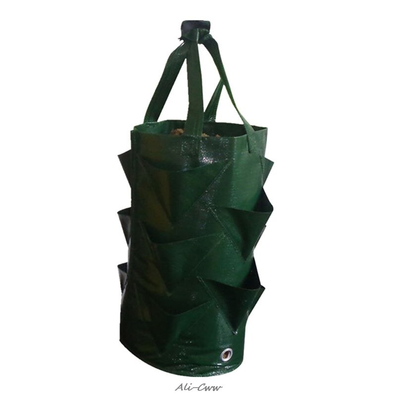 Bolsa de plantación de fresa de 3 galones, bolsa de plantación de plantas de aire y hojas de jardín, protección ambiental, transpirable, accesorio para jardinería para el hogar: green