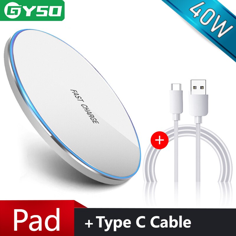 40W Qi Draadloze Oplader Voor Iphone 13 12 11 Pro Xs Max Snelle Wirless Opladen Voor Samsung Xiaomi Huawei telefoon Qi Lader Draadloze: F 40W Sliver