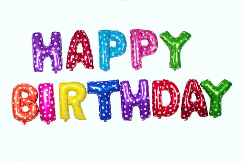 16 inch Rainbow Happy Birthday Foil Balloons Alphabet Letter Birthday Party Decorations Party Kids Baby Shower Air Ballls: Multicolor