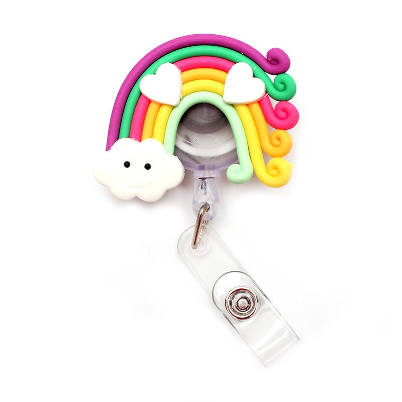5 Colors Rainbow Retractable Plastic Badge Holder Reel Student Nurse Exhibition Enfermera Girl Name Card Chest Card: 4