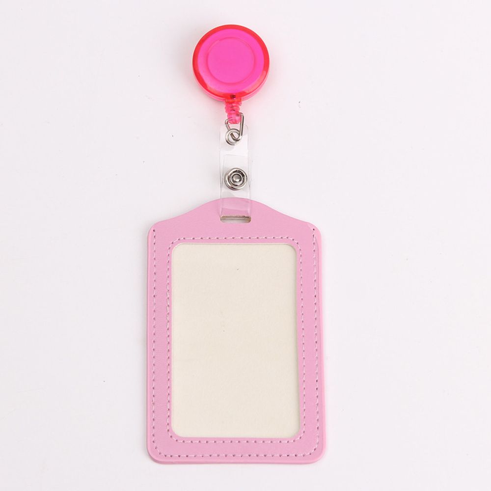 Work ID Card Retractable Pull Badge Holder Transparent Card Cover Student Card Sleeves Bus Card Holder Credit Cards Protector: Rose Red