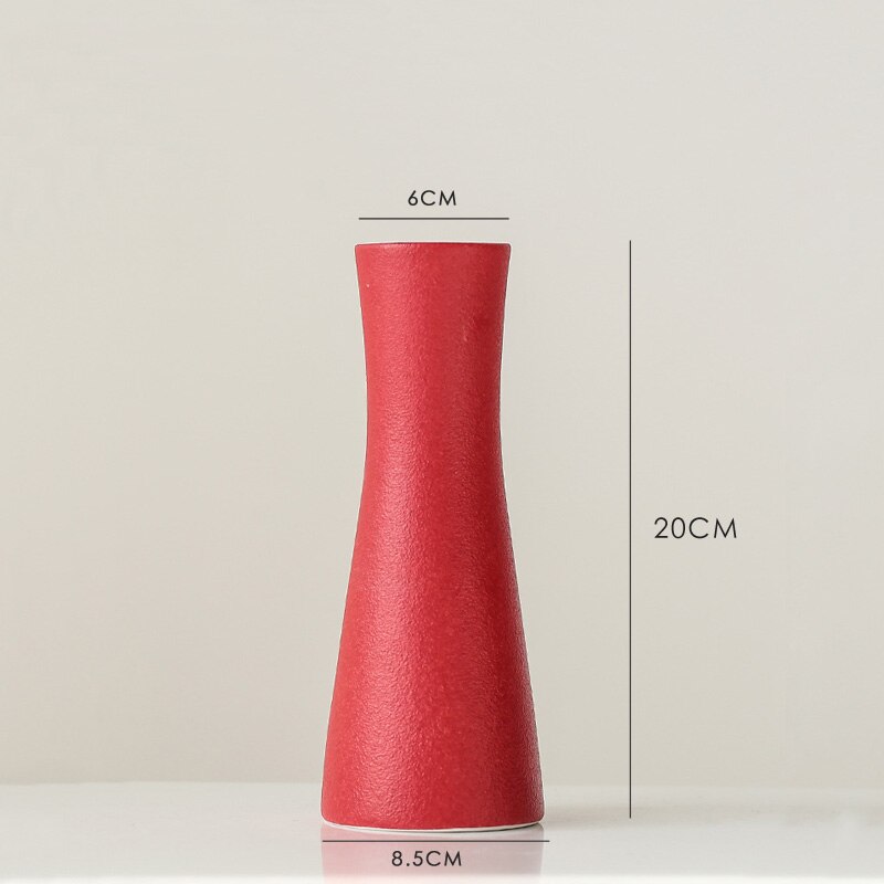 Moderné biele keramické vázy čínsky štýl jednoduchá keramika a porcelánové vázy na umelé kvety ozdobné figúrky: Červená