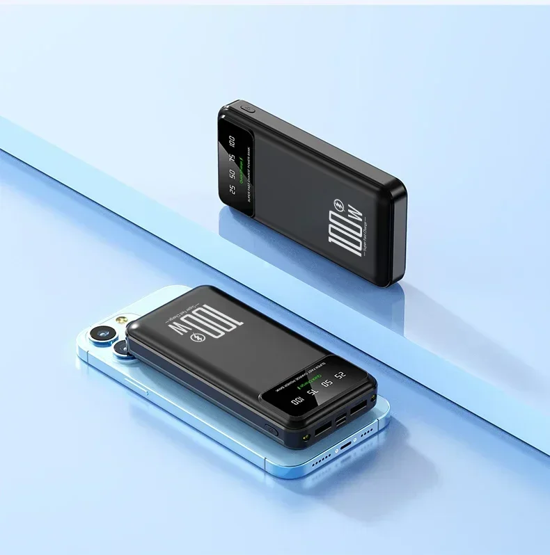 50000mAh haute capacité 100W charge rapide batterie externe chargeur Portable batterie Powerbank pour iPhone: Argent / 30001 heure-50000 mAh