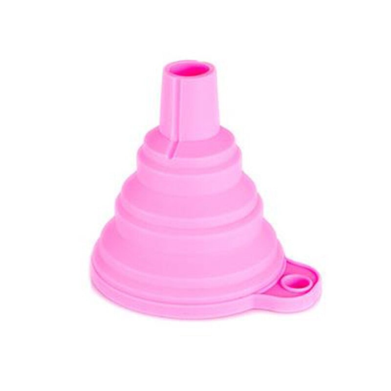 Silicone Mini Folding Telescopic Long Neck Funnel Household Liquid Dispensing Mini Funnel kitchen gadgets: Pink