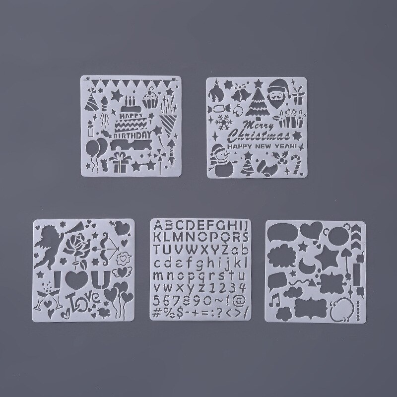 5Pcs Tekening Sjabloon Heerser Diy Scrapbook Schilderen Template Tekening Stencils Graffiti Hollow Out Sjabloon Heerser Dagboek Template