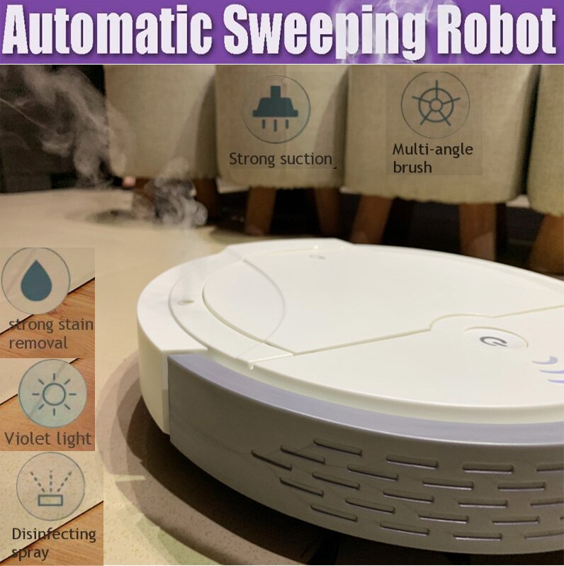 5-in-1 Fully Automatic Multifunctional Smart Robot Vacuum Cleaner USB Charging Sweeping Robot Dry/Wet UV Disinfection Cleaner