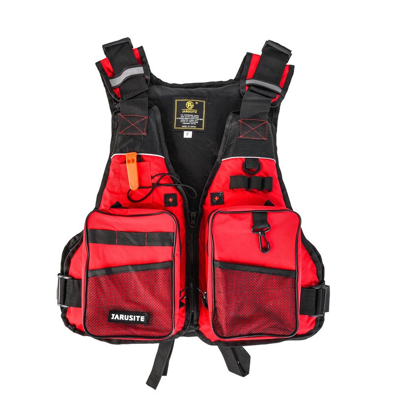 1PC Fly Fishing Vest Multifunction Pockets Mesh Fishing Backpack Fly Fishing Jacket Floatation Floating Vest Fly Fishing Vest: Red