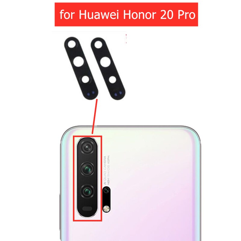 2pcs per Huawei Honor 20 Pro Obiettivo di Vetro della Fotocamera Posteriore Posteriore Della Macchina Fotografica Obiettivo di Vetro con la Colla per Honor 20 pro Sostituire Parte di Riparazione Di Ricambio