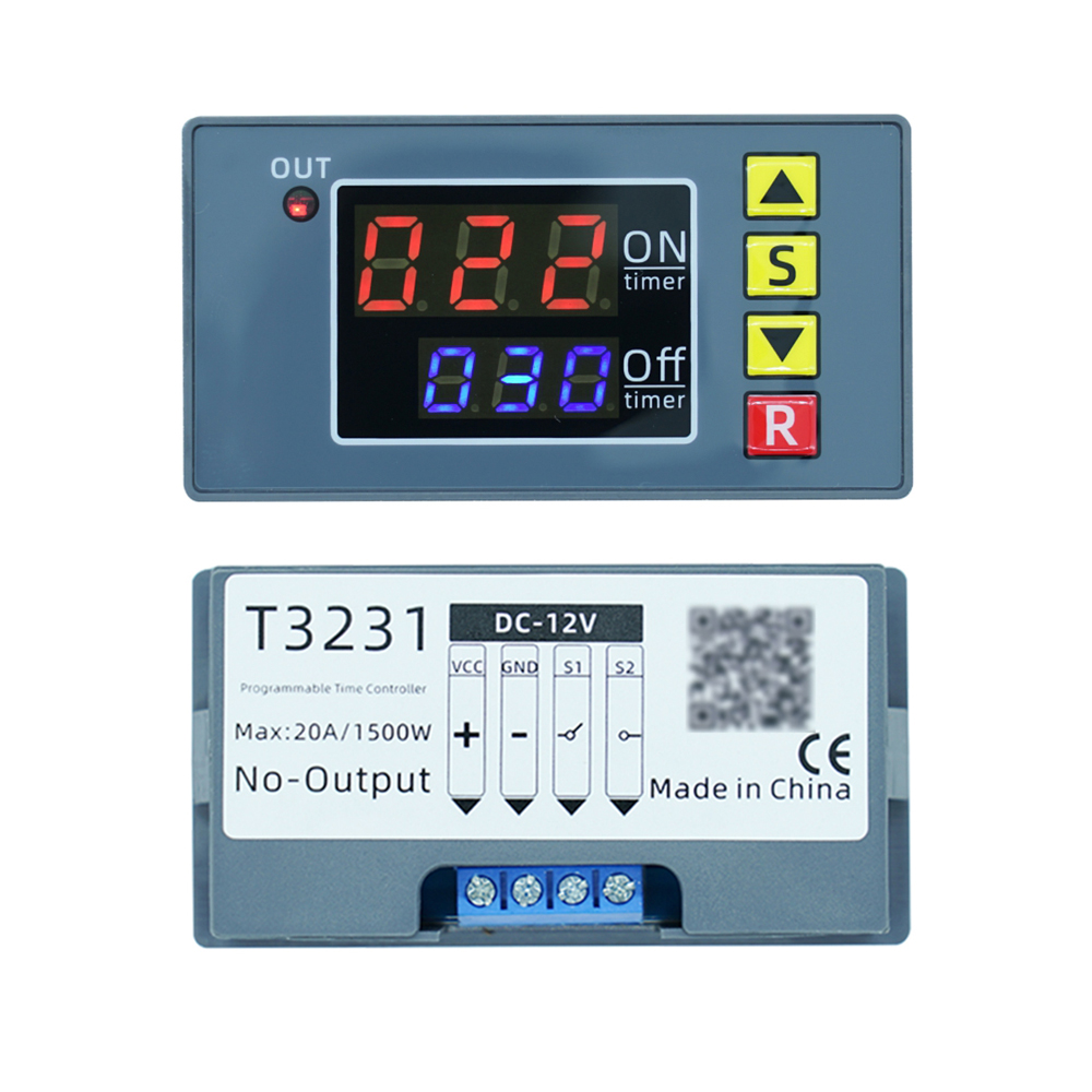 T3231 DC 12V 24V AC110-220V Digital Time Delay Relay Module Cycle delay Timer Red Blue Dual LED Display Timing Relay Switch: Bundle2