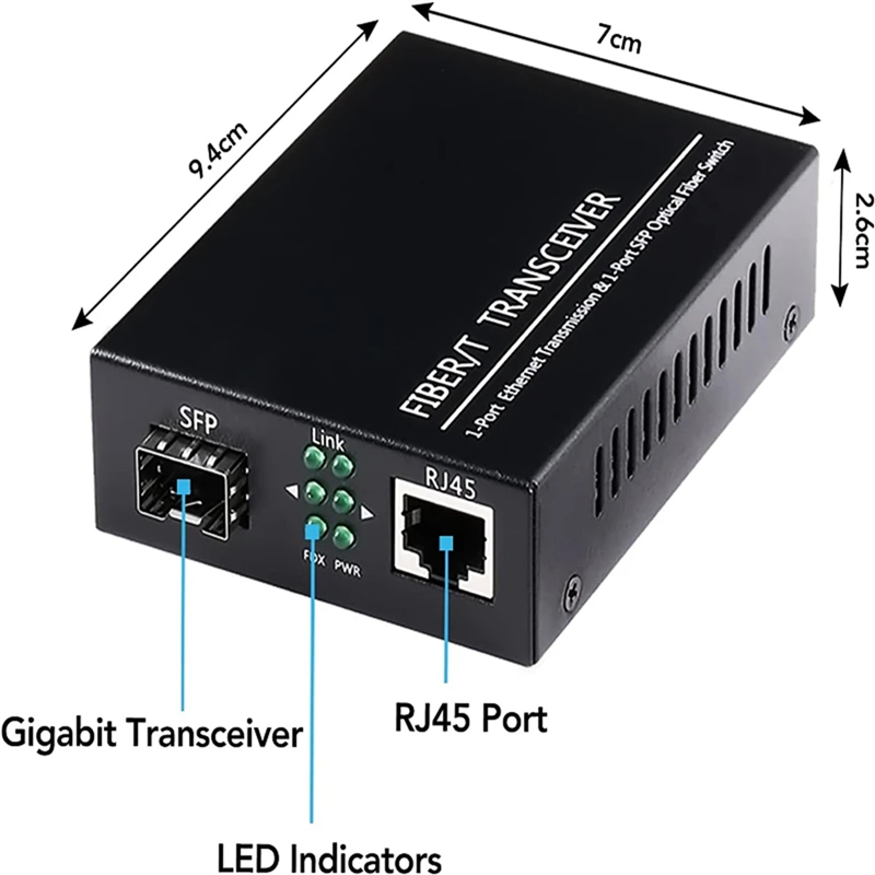 A99E-Transceiver Gigabit SFP To RJ45 Fiber Media Converter LC Single Mode Single Fiber 10/100/1000M: Default Title