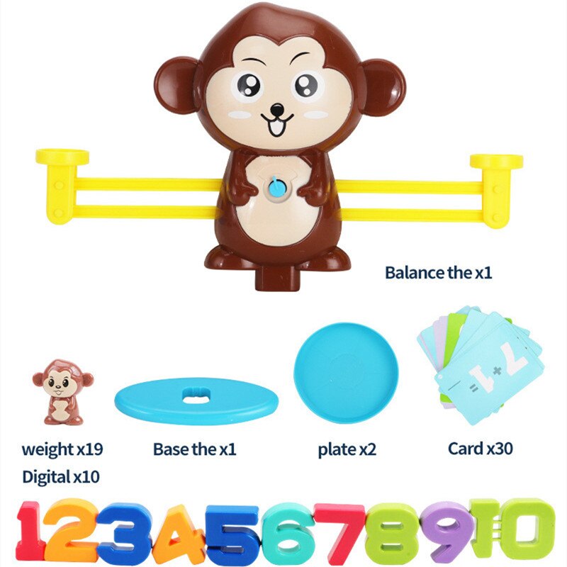 Montessori Matematica Partita Gioco Da Tavolo Giocattoli Scimmia Digital Balance Bilancia Del Giocattolo Del Bambino del Giocattolo di Apprendimento Animale Action Figure di Matematica Bilancia s giocattoli: Monkey NO box