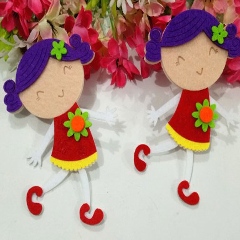 Vestido Rojo para niña, fieltro no tejido hecho a mano, para proyectos DIY, decoración del hogar, guardería, 2 uds.