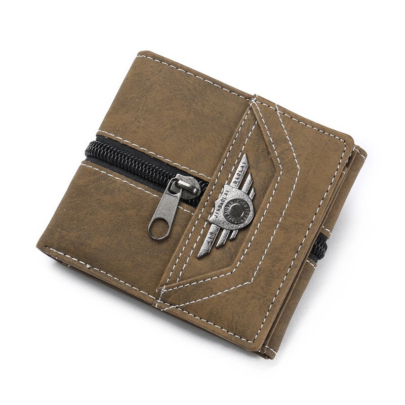 UOSC Vintage hommes en cuir de luxe portefeuille court mince mâle sacs à main pince à billets carte de crédit Dollar prix Portomonee Carteria: Brown