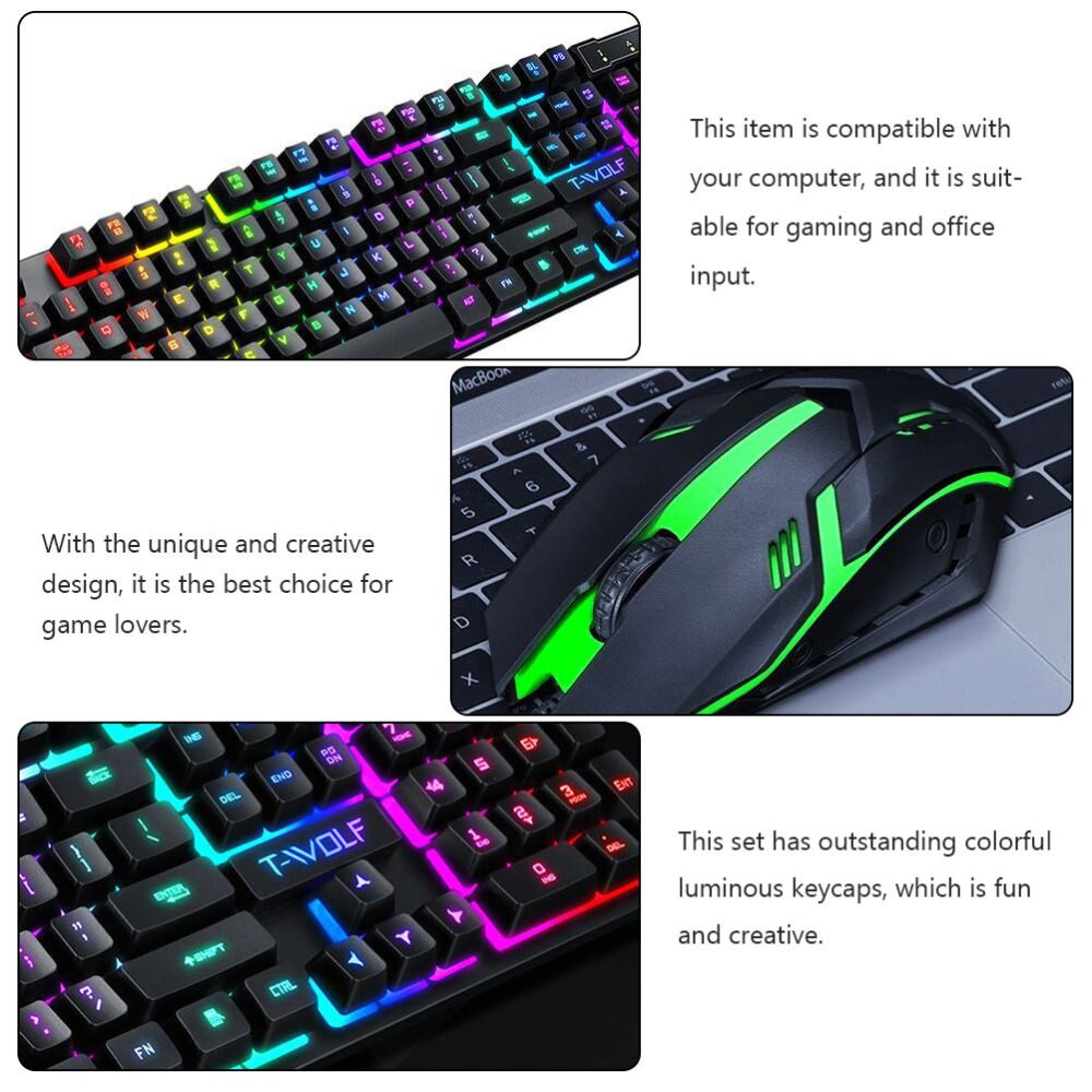 1 Set Computer Accessory Backlit Keyboard Keyboard Mouse Combo for Office