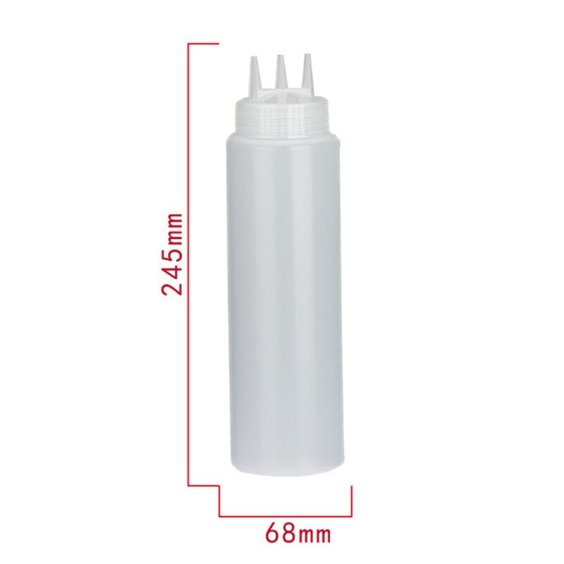Plastic Sauce Squeeze Bottle With Three Holes Household Kitchen Tool Yellow White Red: LW