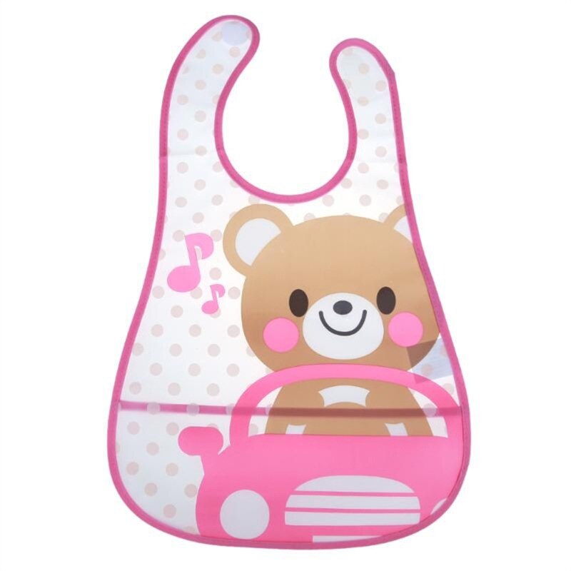 Baby slabbers eva waterdichte voedingsslabbetjes cartoon dierenprint voedingsdoek mouwloos kinder baby schort babador bandana: C roze beer