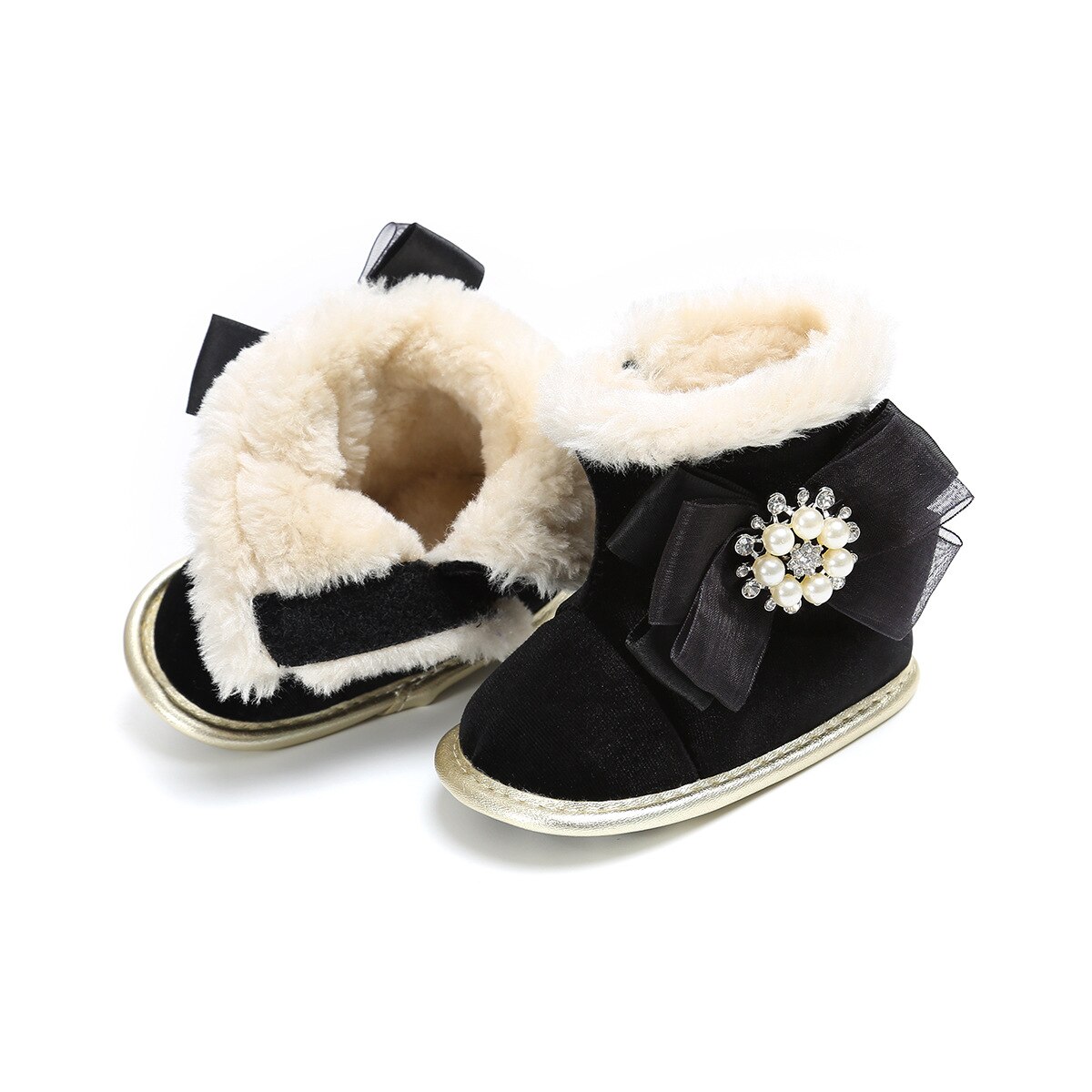 Bottes pour bébés filles en coton | Chaussures chaudes à nœud papillon pour nourrissons, chaussures d'hiver