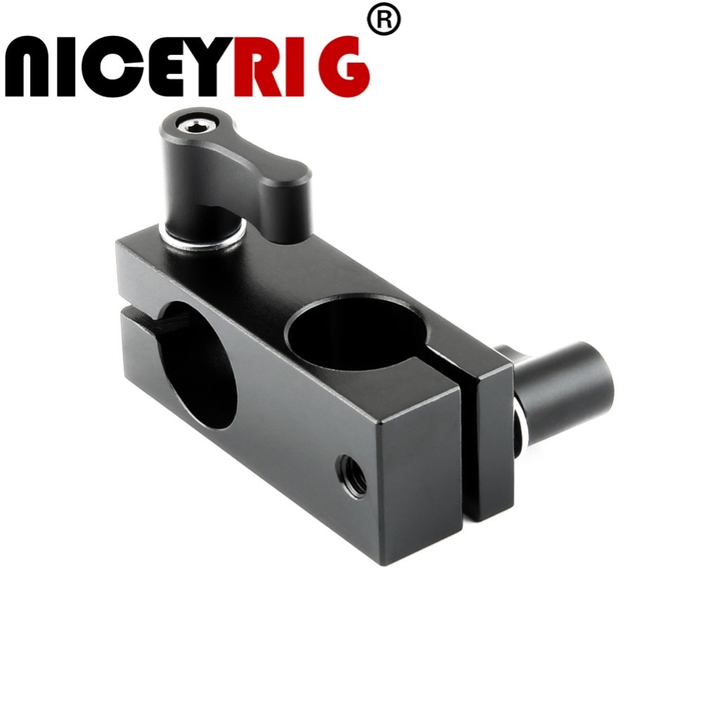 NICEYRIG Double Rod Clamp 15mm 90 Degrees Vertically Rail Connector Adapter DSLR Camera Rig Aluminum Alloy Black 2pcs Hand Screw