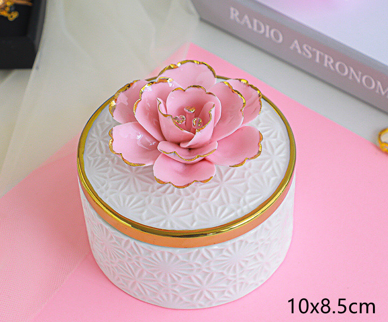 three-dimensional Handwork flowers storage jar ceramic crafts hand-painted gold home heart-shaped jewelry box storage box: F01 A