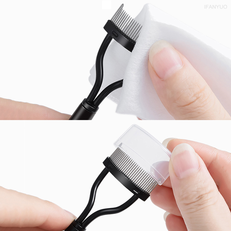 1 Stuks Zwart Opvouwbare Wimper Borstel Kam Schoonheid Make-Up Lash Separator Roestvrij Staal Wimper Krultang Mascara Curl Cosmetisch Hulpmiddel