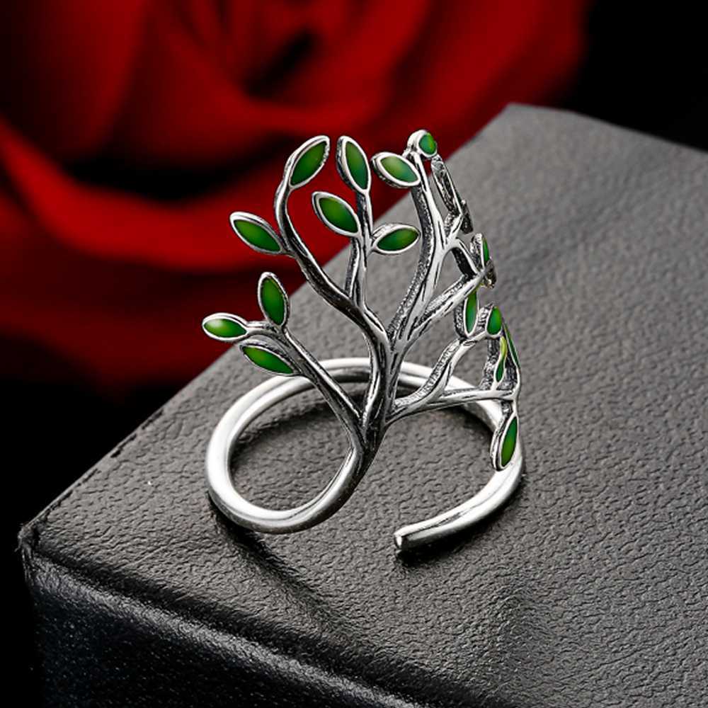 Real 925 Sterling Silver Tree of Life Ringen Glazuur Ring Bague Voor Vrouwen Voorkomen Allergie Sterling-zilver- sieraden