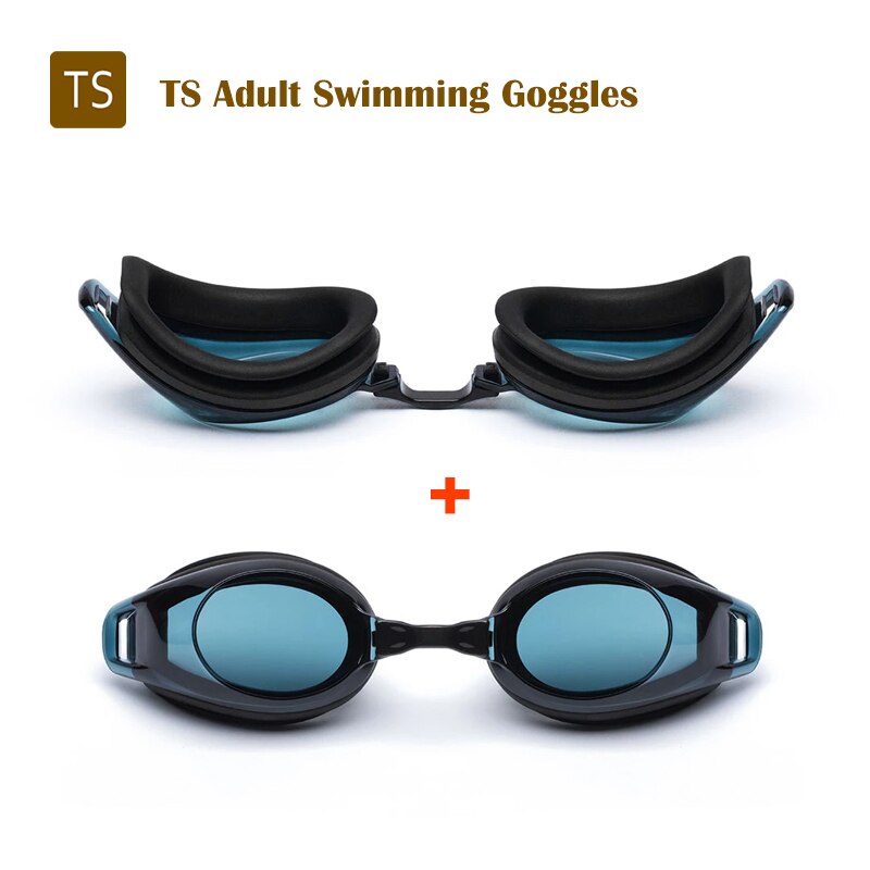 Originele Ts Volwassen Zwembril Zwemmen Glazen Hd Anti-Fog 3 Vervangbare Neus Stomp Met Siliconen Pakking Widder Hoek bril