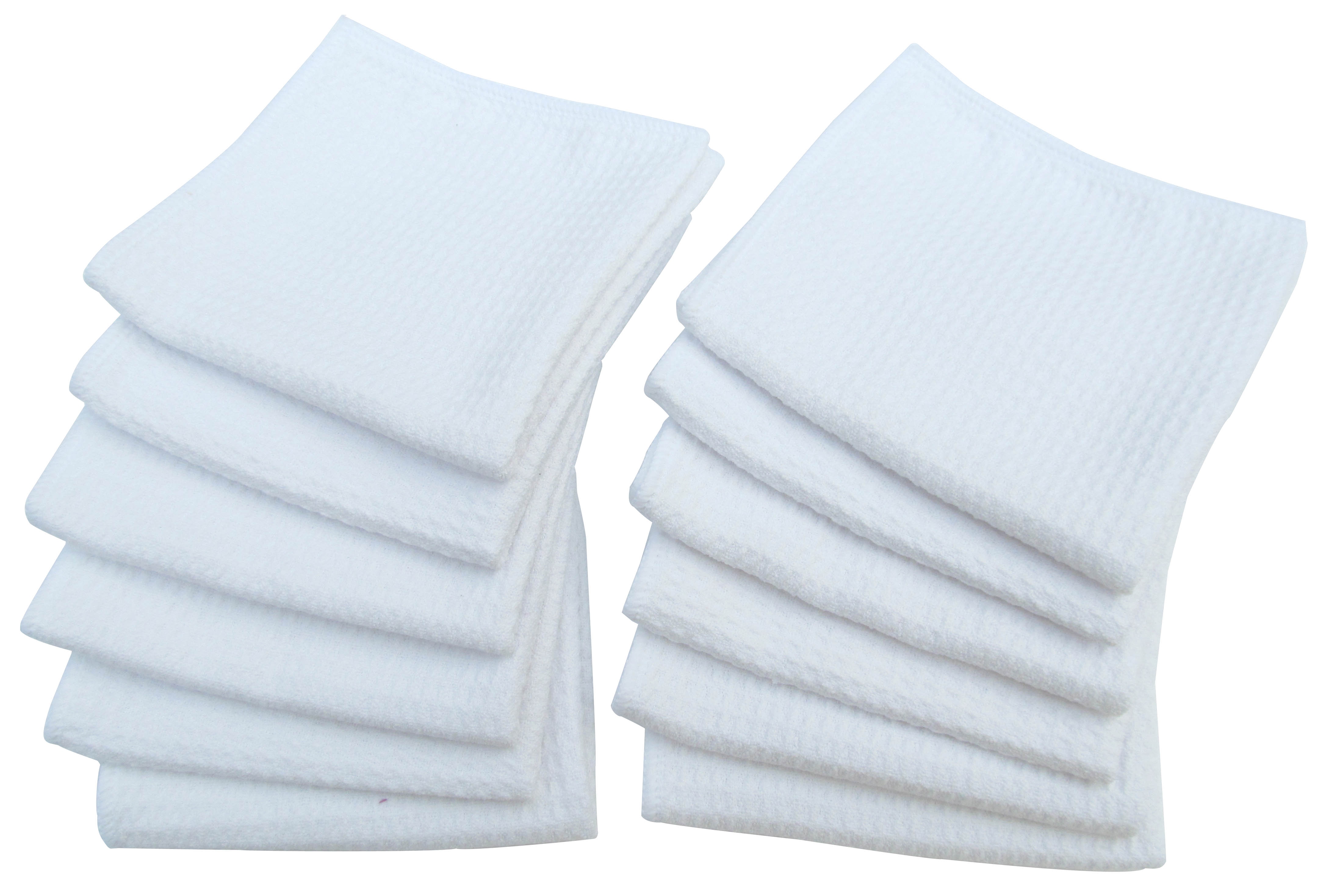 10pcs 11Inx12In Microfiber Kitchen Waffle Weave Dish Cloths Bulk Rags Dish Cleaning Cloths Scrubbing Wash Cloths Sets White