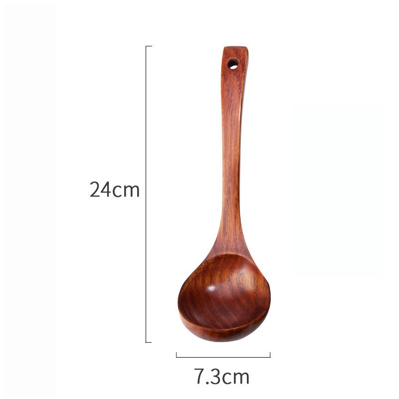 Large Wooden Soup Spoon Long Handle Natural Soup Spoons Healthy Eco-Friendly Wood Tableware Kitchen Accessories Multiple Sizes