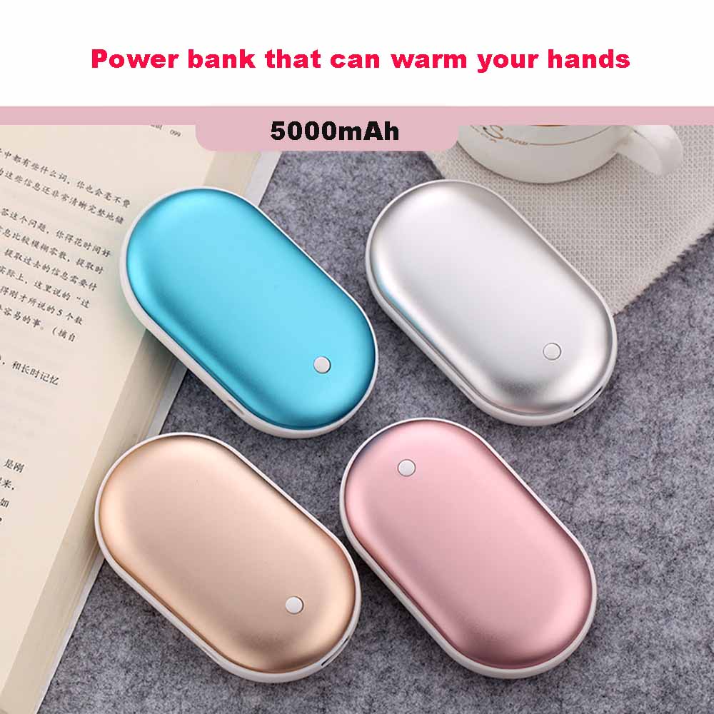 6-8h 6000mAh 4 In 1 USB Rechargeable Electric Hand Warmer Double-Side 0.8s Heating Mini 5V Long-Life Pocket Power Bank Warmer