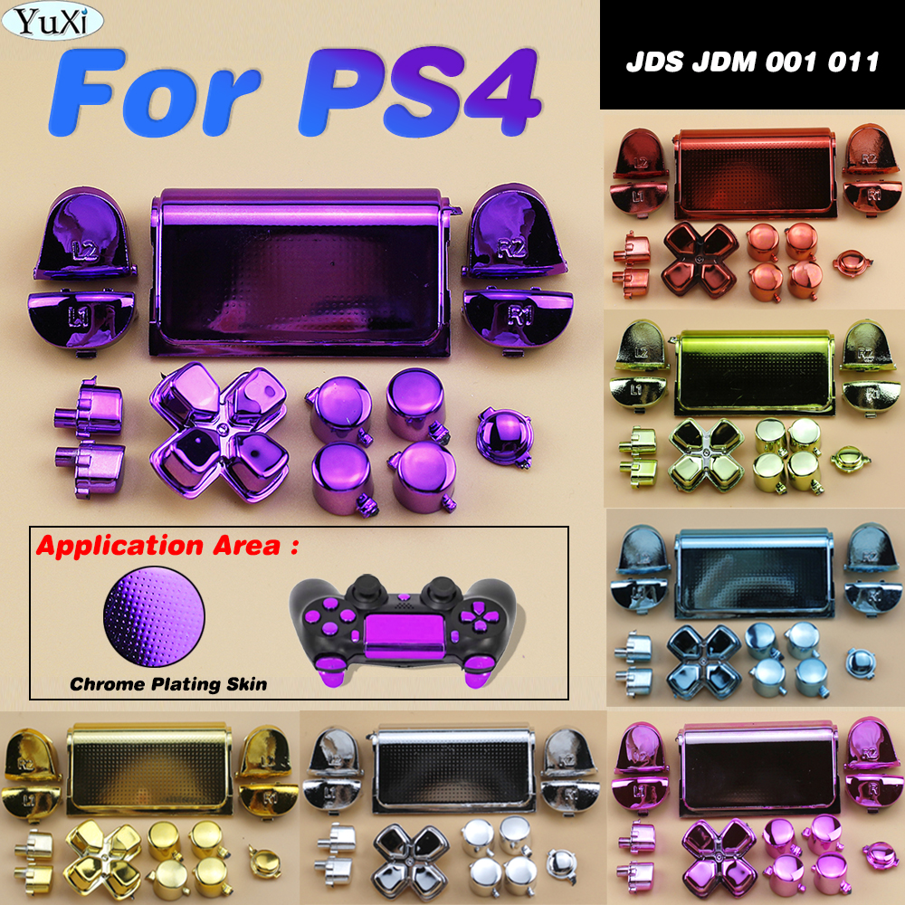 Voor Playstation Dualshock 4 Ps4 Controller R2 L1 L1 Trigger Knoppen Dpad Abxy Keypad Plating Kit Jds Jdm 001 011 Gamepad
