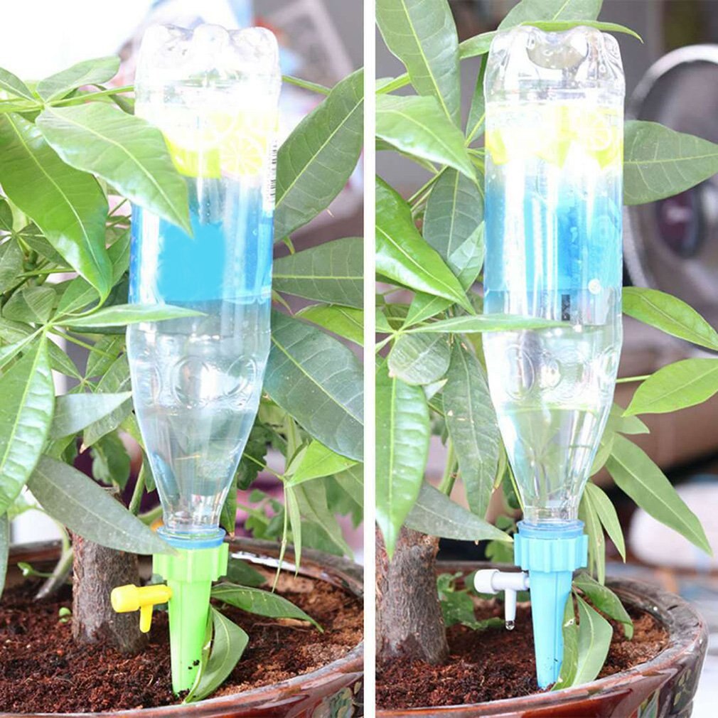 Automatic watering device with on-off control valve adjustable water flow water seeker drip irrigation