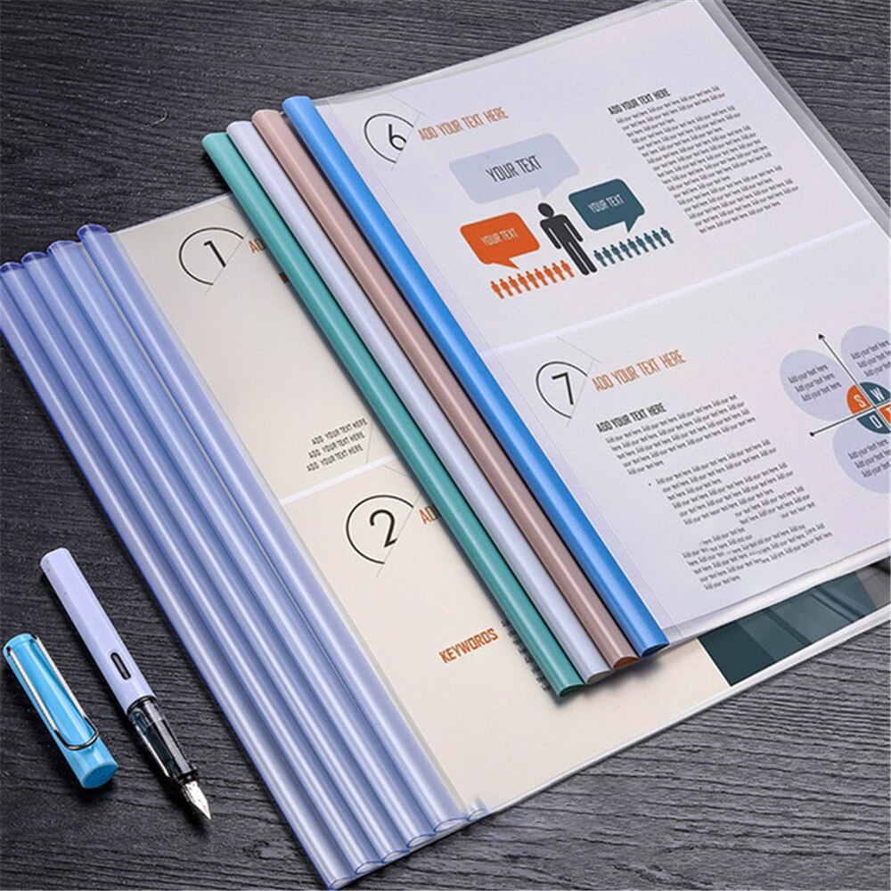5pcs A4 Transparent File Folder with Plastic Clip Documents Protective Sleeve Papers Organizers School Office Accessories