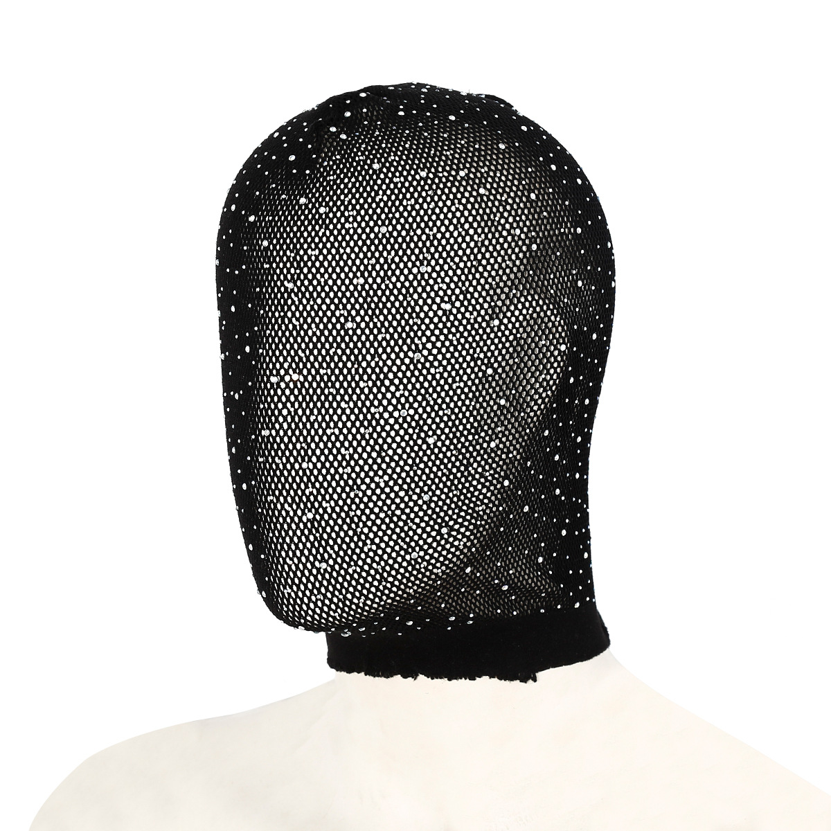 Svart spets unisex sexig huvudmask blingfärgad diamant ansiktsskydd för cosplay festbal prestanda mask huvudbonad