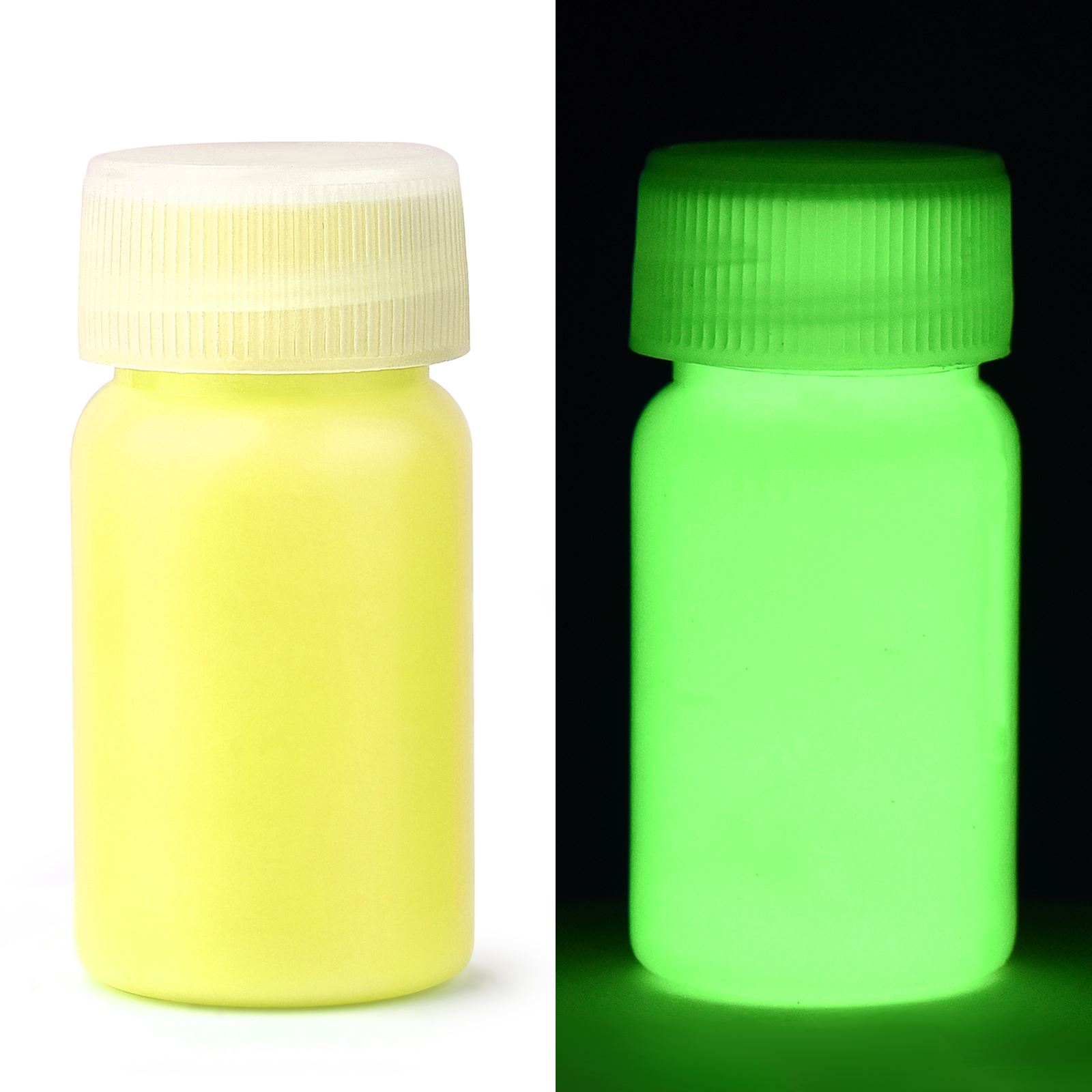 15g/ flasker fluorescerende pigment, langvarig lysende maling, automatisk glød, selvlysende akrylmaling, til kunst, festartikler: Hvit