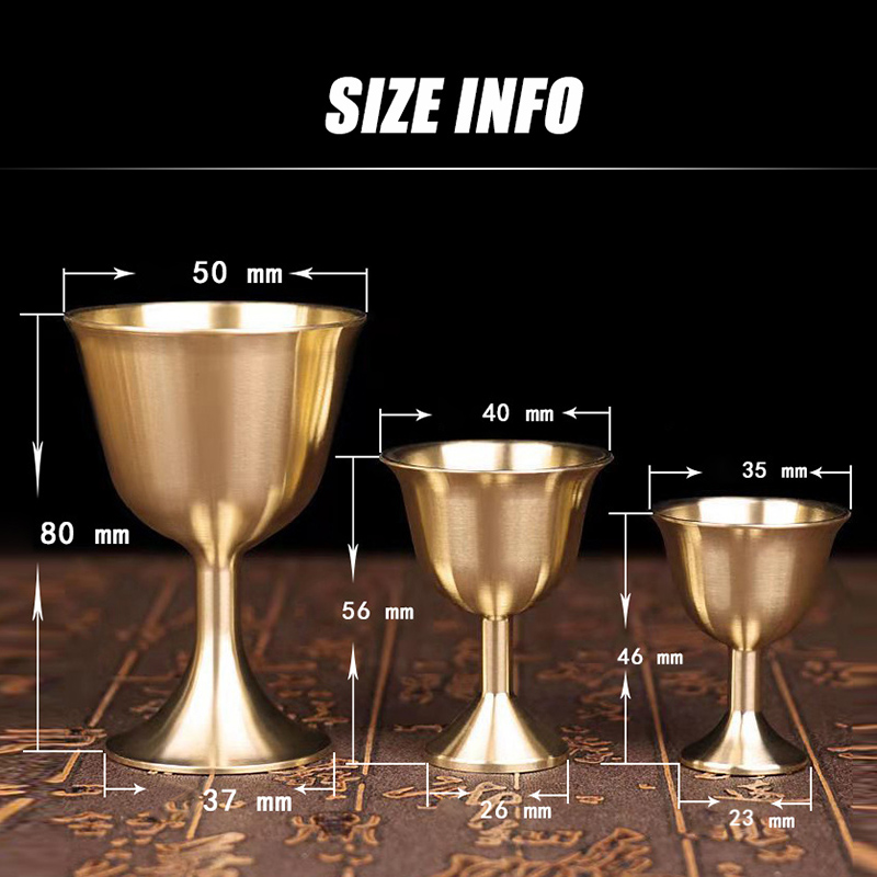 10 PCS Pure Copper European Style Cocktail Glass Bar Ktv Whiskey Glass Retro Pure Brass Goblet Party Home Red Wine Glass