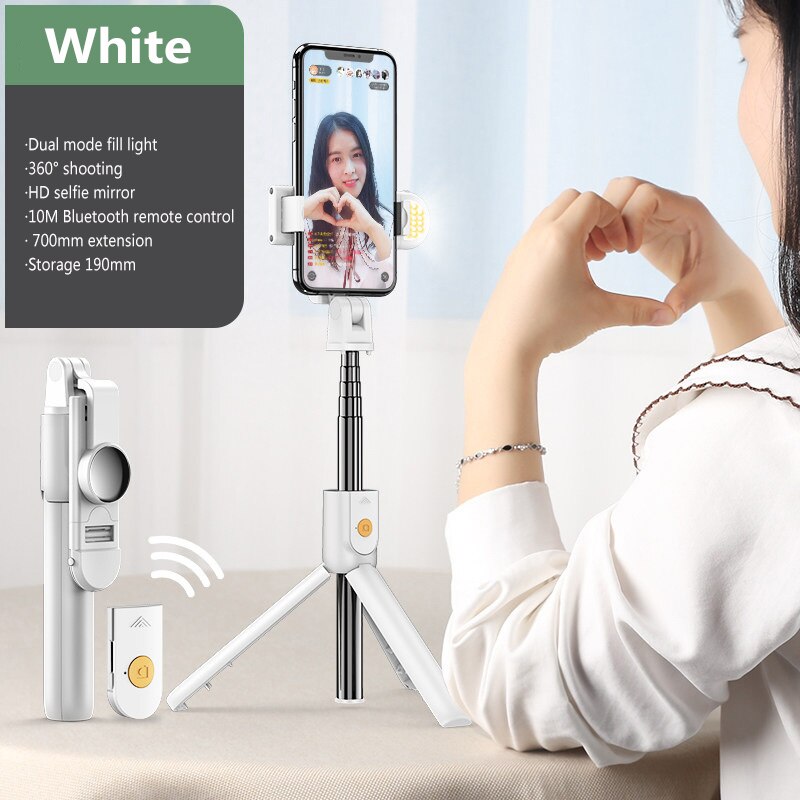 Portable Bluetooth Selfie Stok Statief Met Licht Invullen Uitschuifbare Aluminium Remote Selfie Stick Voor Home & Travel