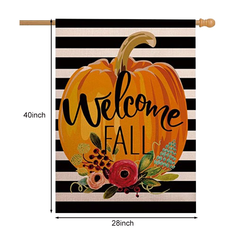 18/40 pouces bienvenue automne banderoles bannière en plein air fête impression drapeau décoratif Halloween accessoires décoration: 40inch