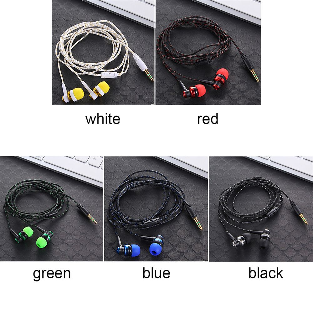 1Pc 35mm uniwersalny przewodowy In-ear słuchawki Stereo Nylon splot kabel do słuchawek zestaw słuchawkowy z mikrofonem do smartfona Laptop