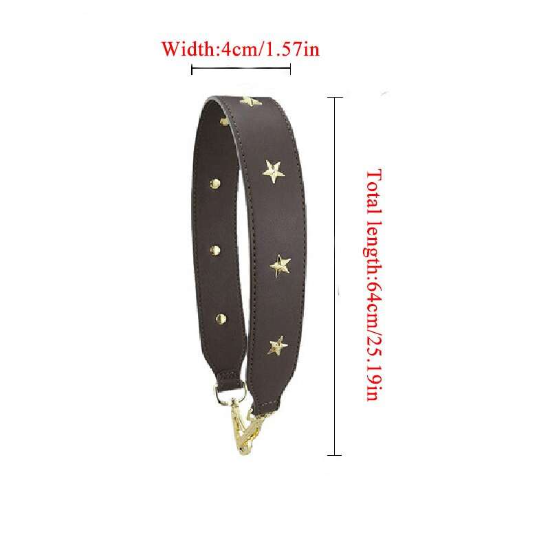 4cm bred axelrem i läderblomma lång nit pentgram crossbody-rem handväska bälte färgglad väska tillbehör