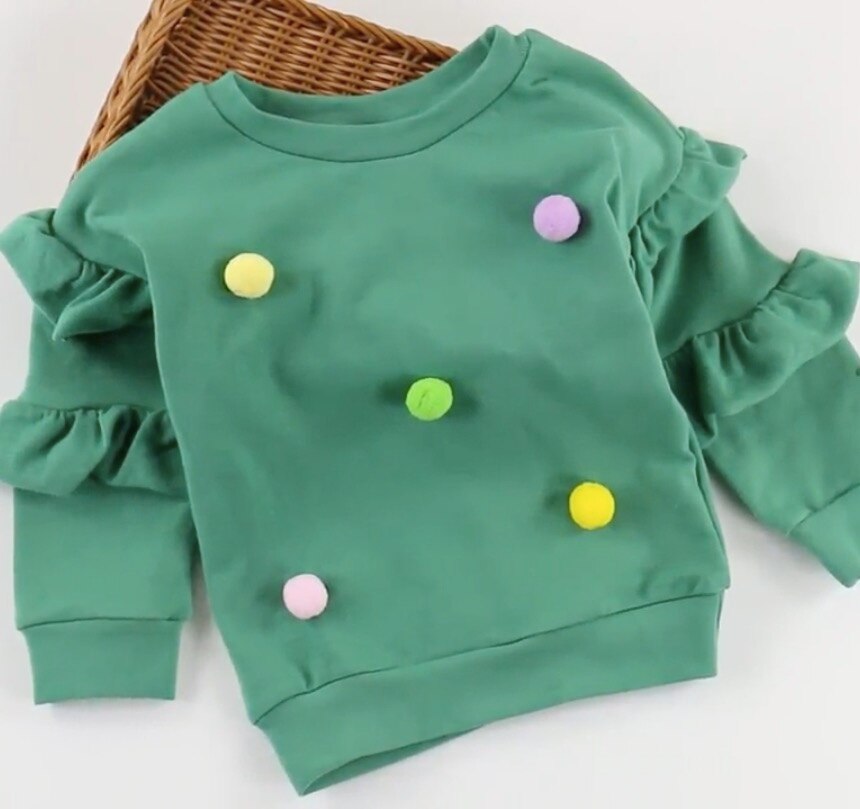 Herfst lente 2 3 5 6 7 8 9 10 jaar kinderen flare trompet mouw bal decoratie hoodies jas kinderen baby meisje sweatshirts