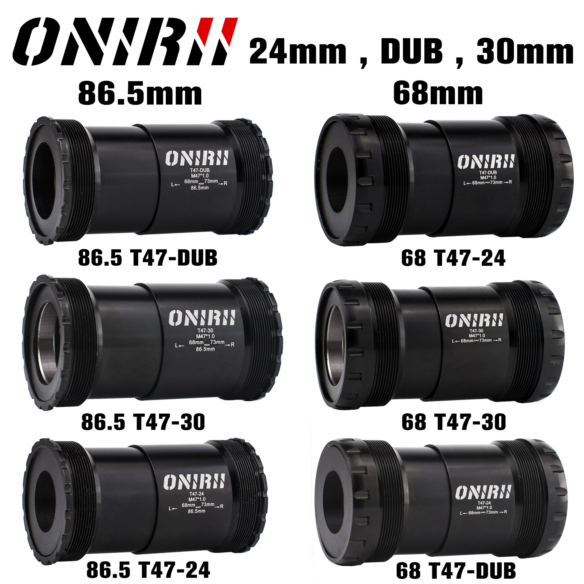ONIRII T47 Bicycles Ceramic Bearing Bottom bracket Thread, T47-30 68mm 86.5mm for 24 DUB 30 BB Road MTB Bike SRAM Crank Part