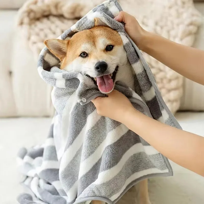 Dog Bathrobe Absorbent Pet Quick Drying Bath Towel Dog Bath Towel Large Small Dogs Clean Absorbent Bathrobe Full Body Wrap Cat