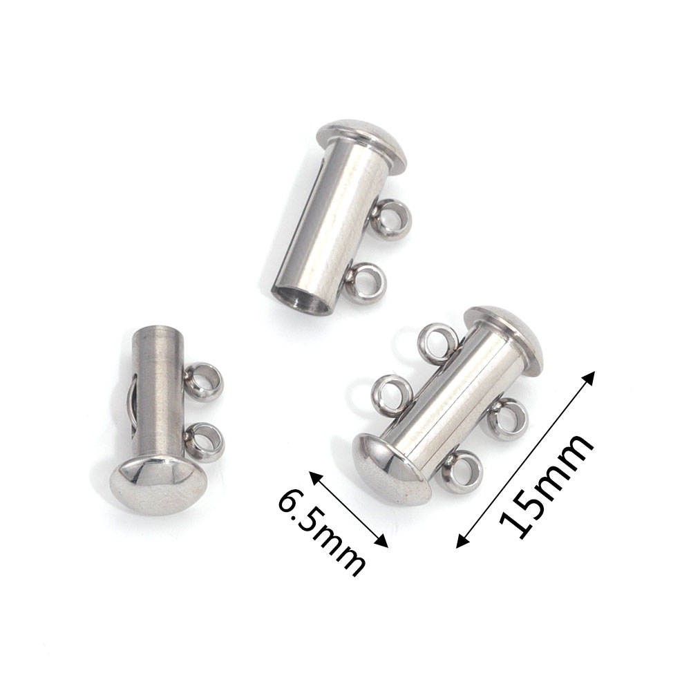 2 uds. De pulseras en capas de acero inoxidable, collares, bloqueo de tubo deslizante, ganchos de cierre espaciador, conectores de cerraduras para suministros de joyería: Rojo