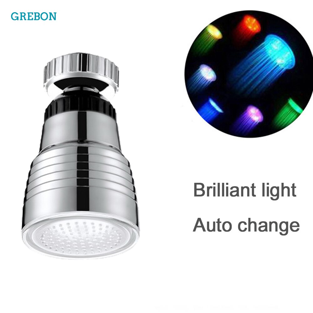 Lyser upp led vattenkran köksblandare munstycke för vattenkran byte av glöd badrumskran filter lysande kran munstyckshuvud
