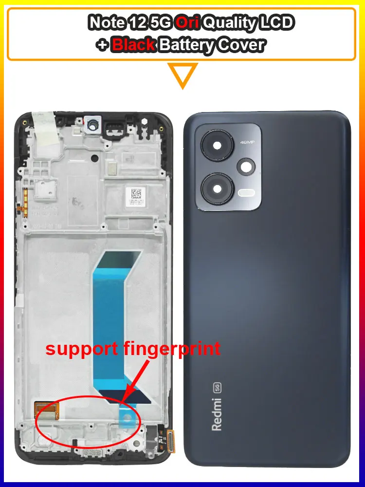 Pantalla LCD AMOLED de 6,67 pulgadas para Xiaomi Redmi Note 12 5G 22111317G pantalla táctil LCD para Redmi Note 12 5G 22111317I LCD con marco