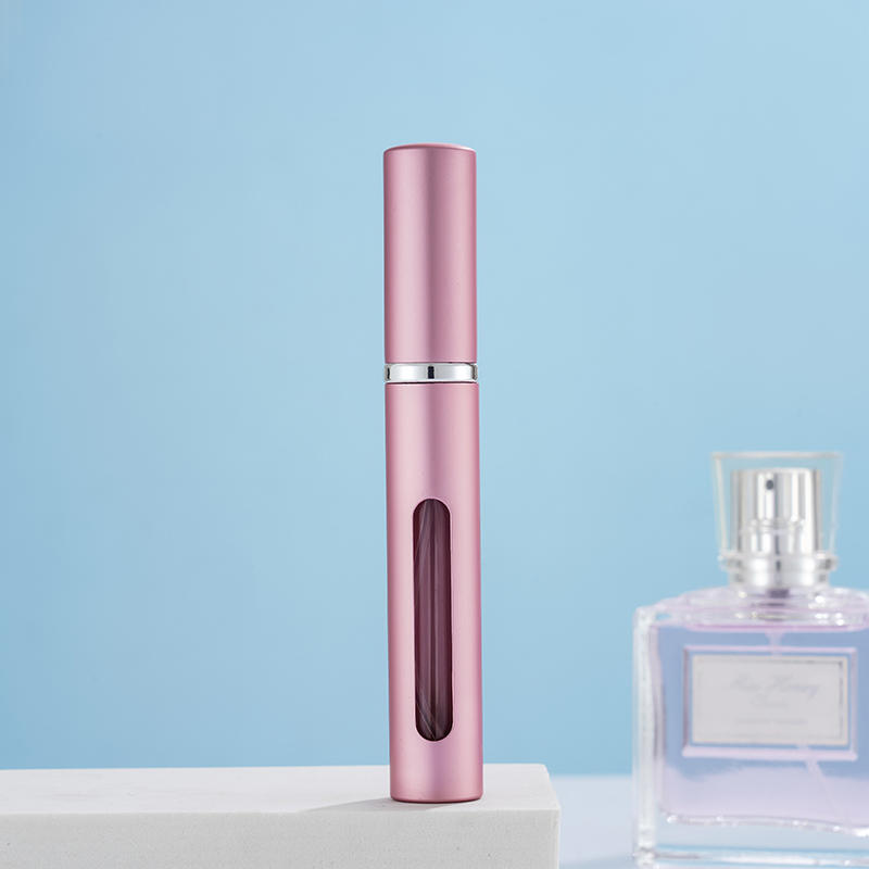 5ml Perfume Spray Bottle Portable Refillable Glass Bottles Empty Cosmetic Containers Travel Aluminum Perfume Atomizer: Pink