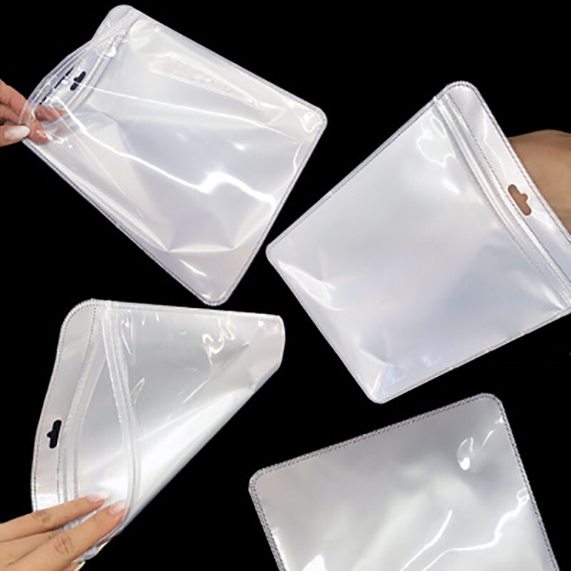 50 stücke Selbst Abdichtung OPP Beutel mit Hängen See Verdicken transparent Gefrostet Kunststoff Verpackung Beutel für DIY Schmuck Anzeige Lagerung