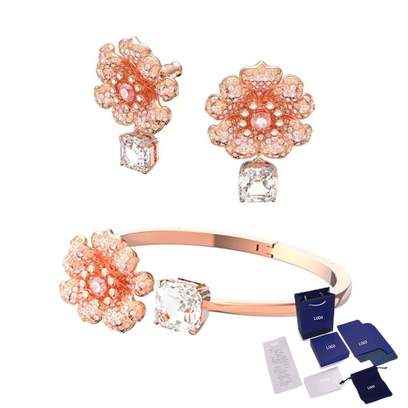 Magnifique ensemble de bijoux en plumes, fleurs et pierres précieuses avec boîte gratuite, lancement haut de gamme, très approprié comme pour votre petite amie: Beige
