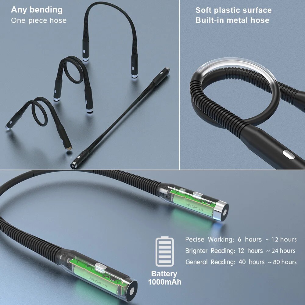 Hals-Leselampe, Buchlichter, Lesen Ich bin Bett, biegsam, langlebig, tragbar, über USB wiederaufladbar, Neuheit, flexibel LED-Buchbeleuchtung